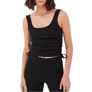 4th & Reckless Lindsay Ruched Tank Top in Black